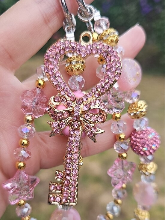 no brand Accessories - CHARMS: Pink Crystal Key Charm